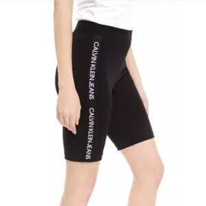Calvin Klein Jeans Women's Logo Tape Black Biker Shorts Size Small